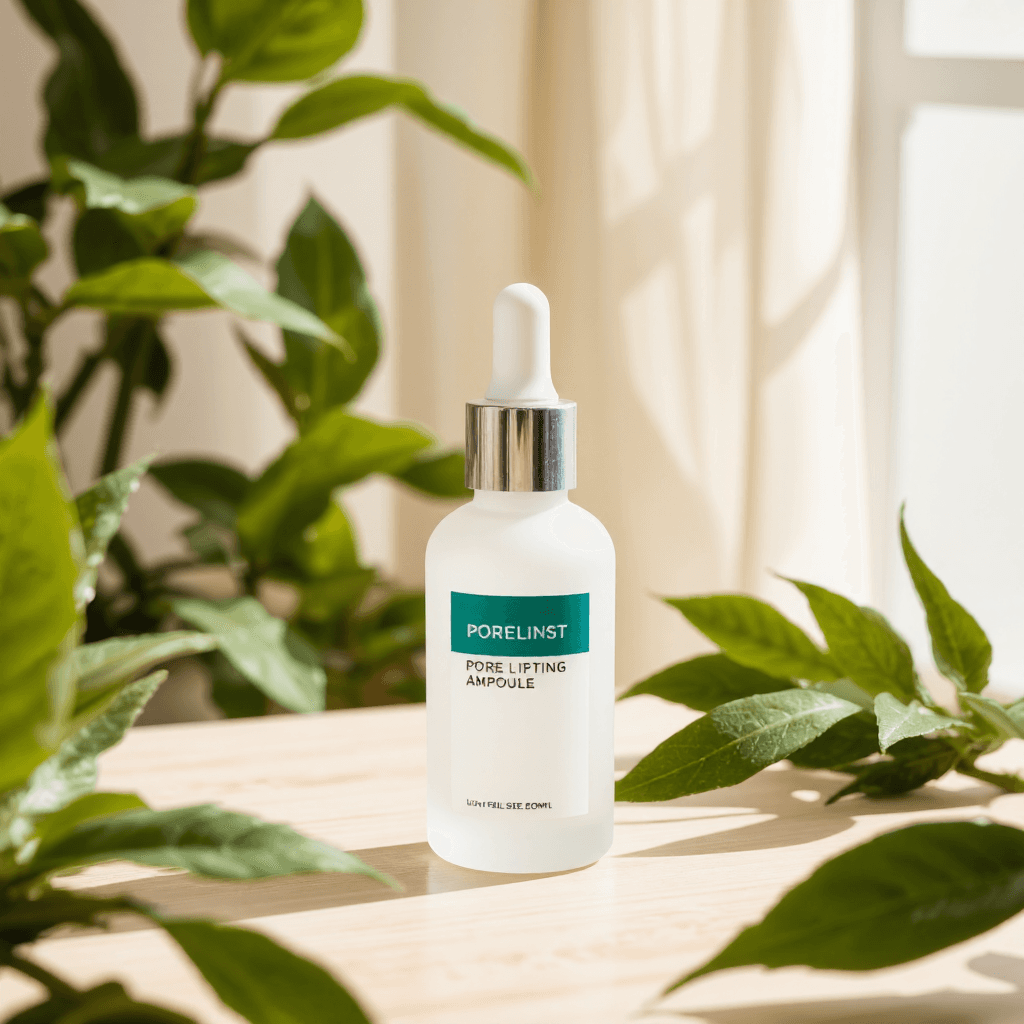 product photography of a bottle of pore lifting ampoule