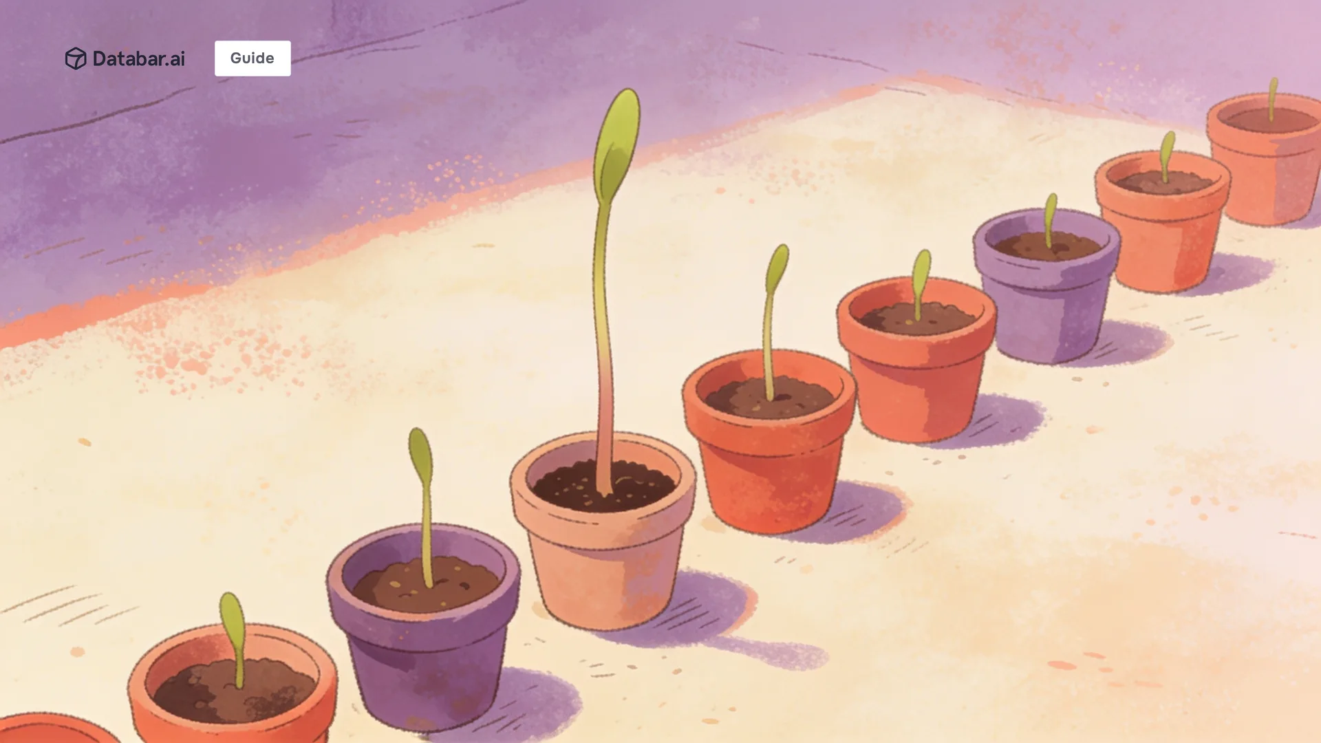 Illustration of a row of small pots where a few have suddenly sprouted tall shoots above the rest — Funding & Investment Data: Target High-Growth Prospects