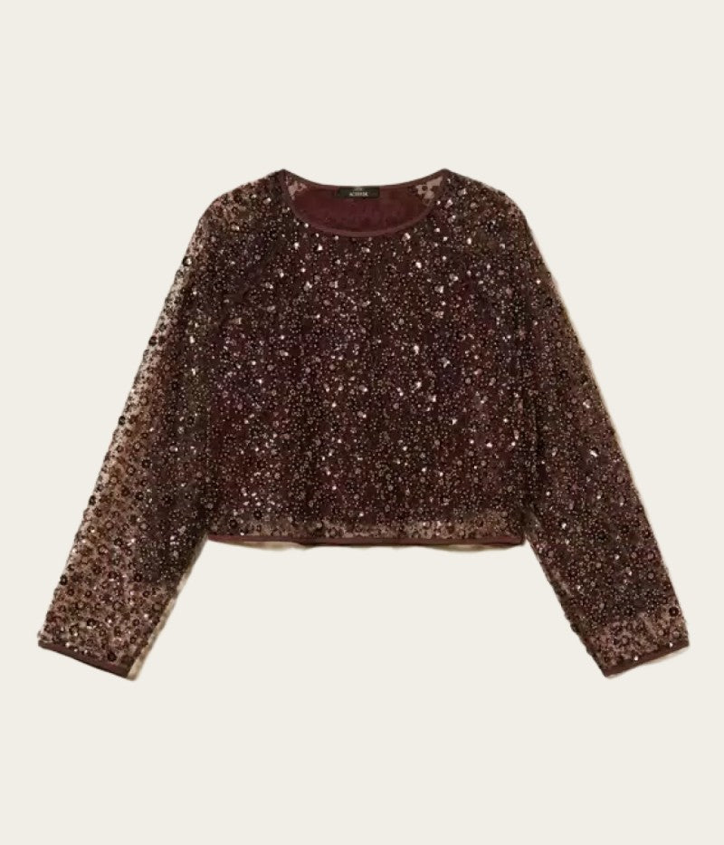 Tulle blouse with sequins