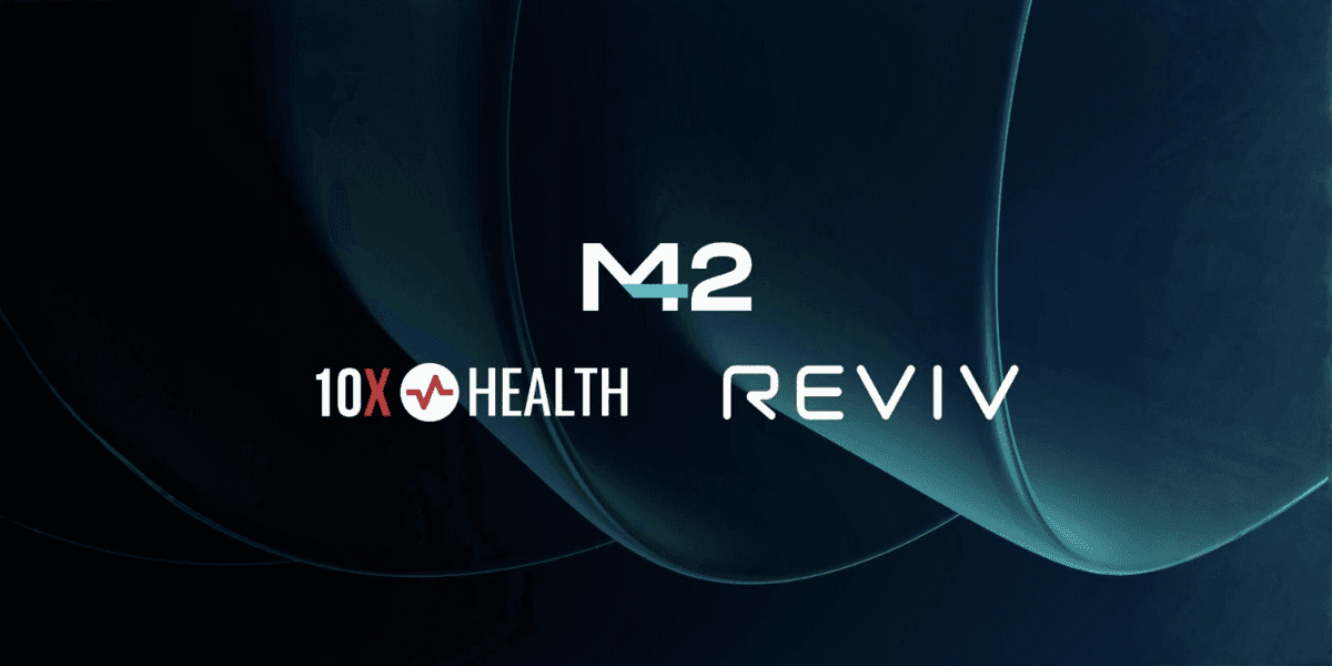 Logos of M42, 10X Health, and REVIV Global announcing 10XREVIV precision nutrition partnership launch in Abu Dhabi.