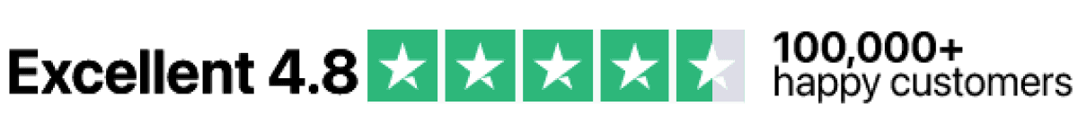 Excellent 4.8 — 100,000+ happy customers