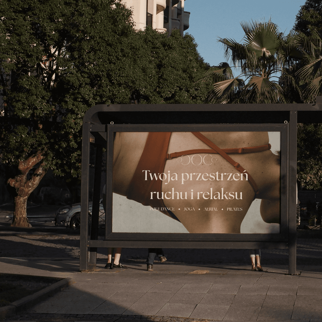 Big banner featuring woman with mail slogan of the studio