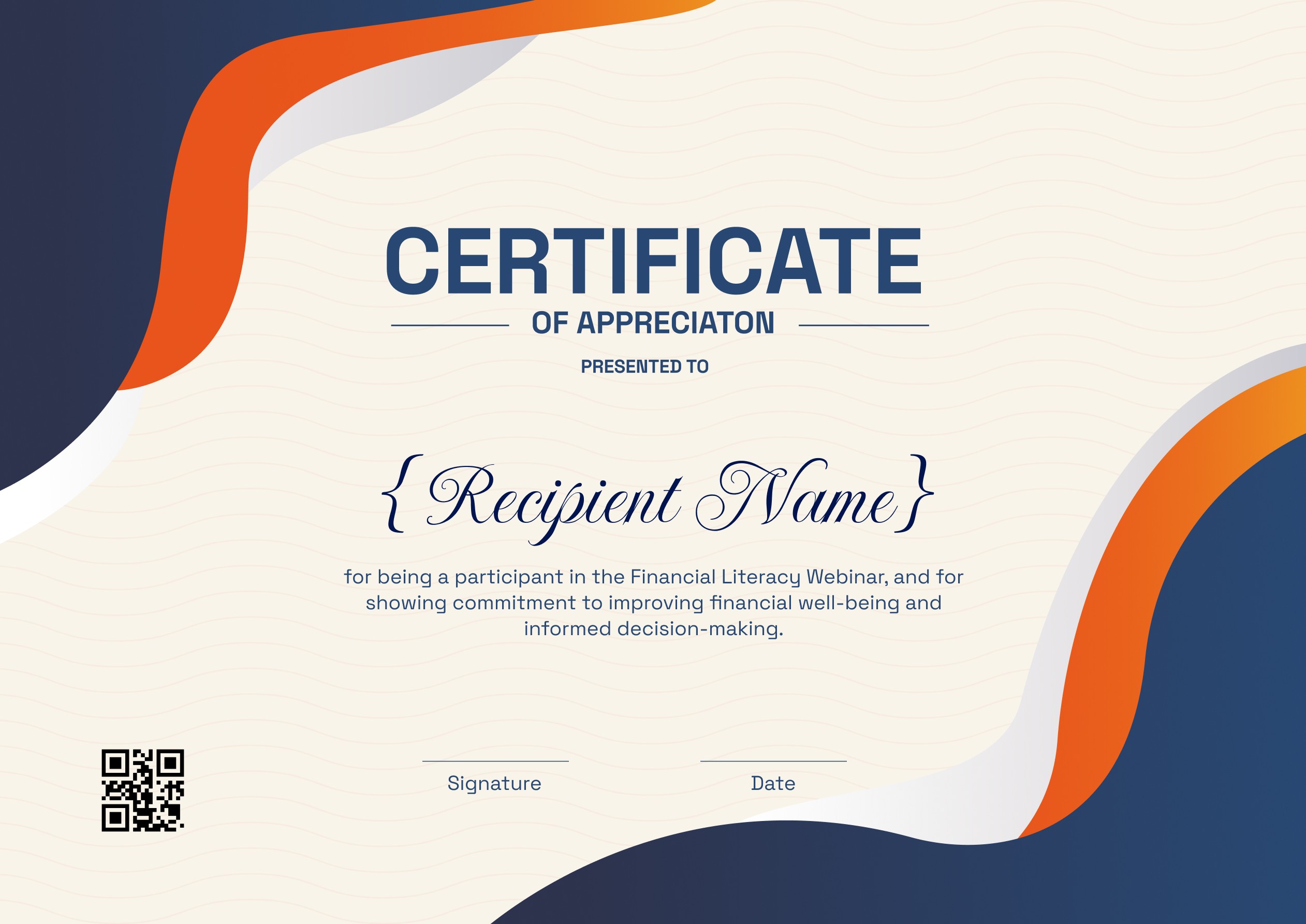 Wauld - Modern and professional appreciation certificate template