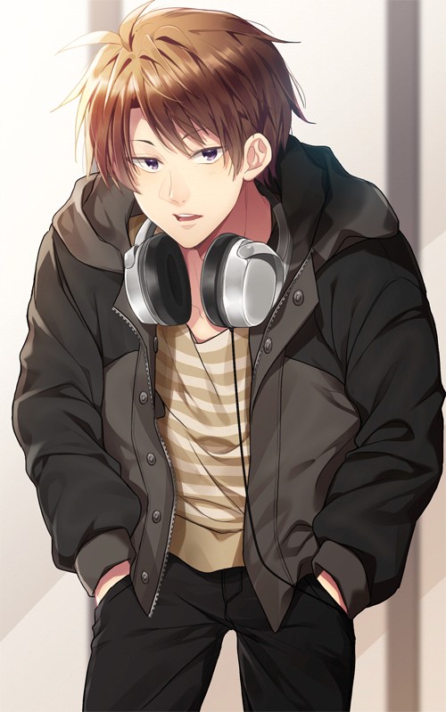 ハル君が前かがみでこちらを見ている