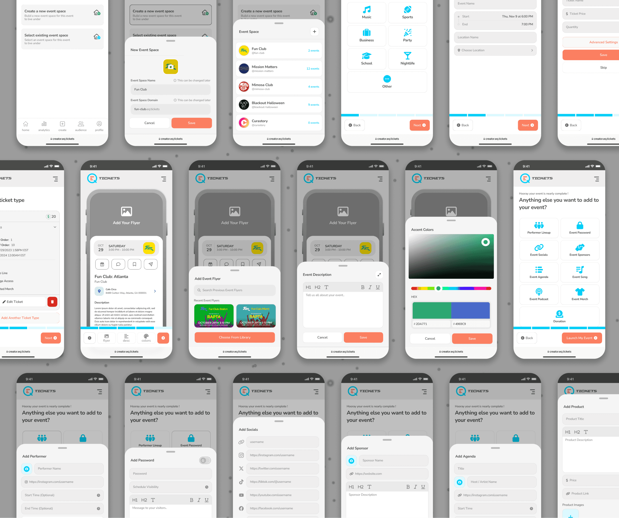 EQ Event Creation Hi-fi Frames