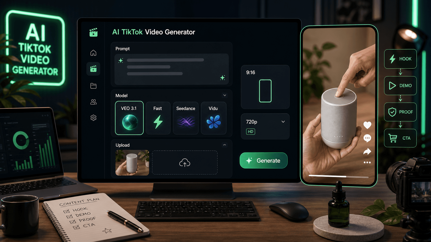AI TikTok video generation software interface - Kling AI Video Prompt Examples