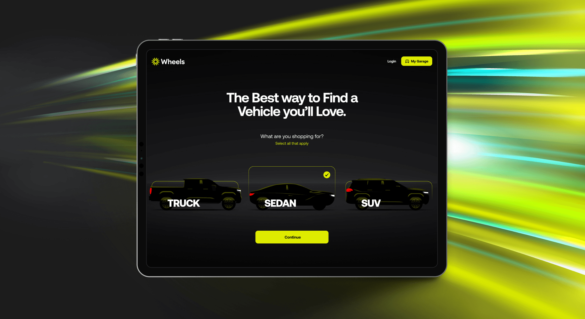 Wheels Hero section design