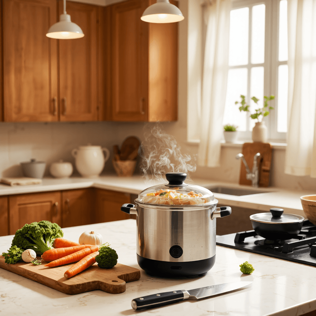 product photography of food steamer