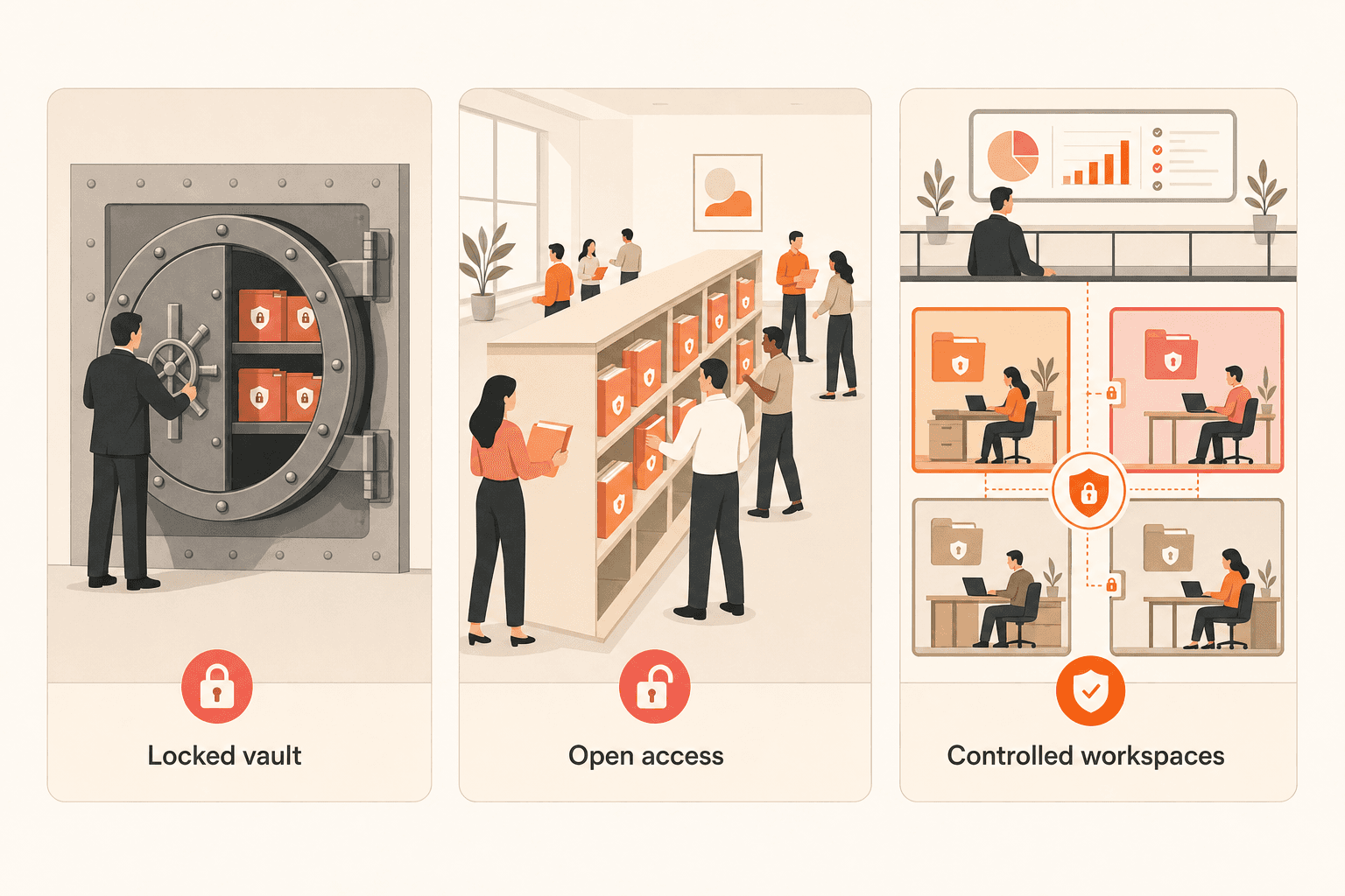 Comparison of locked, open, and controlled departmental contract access models