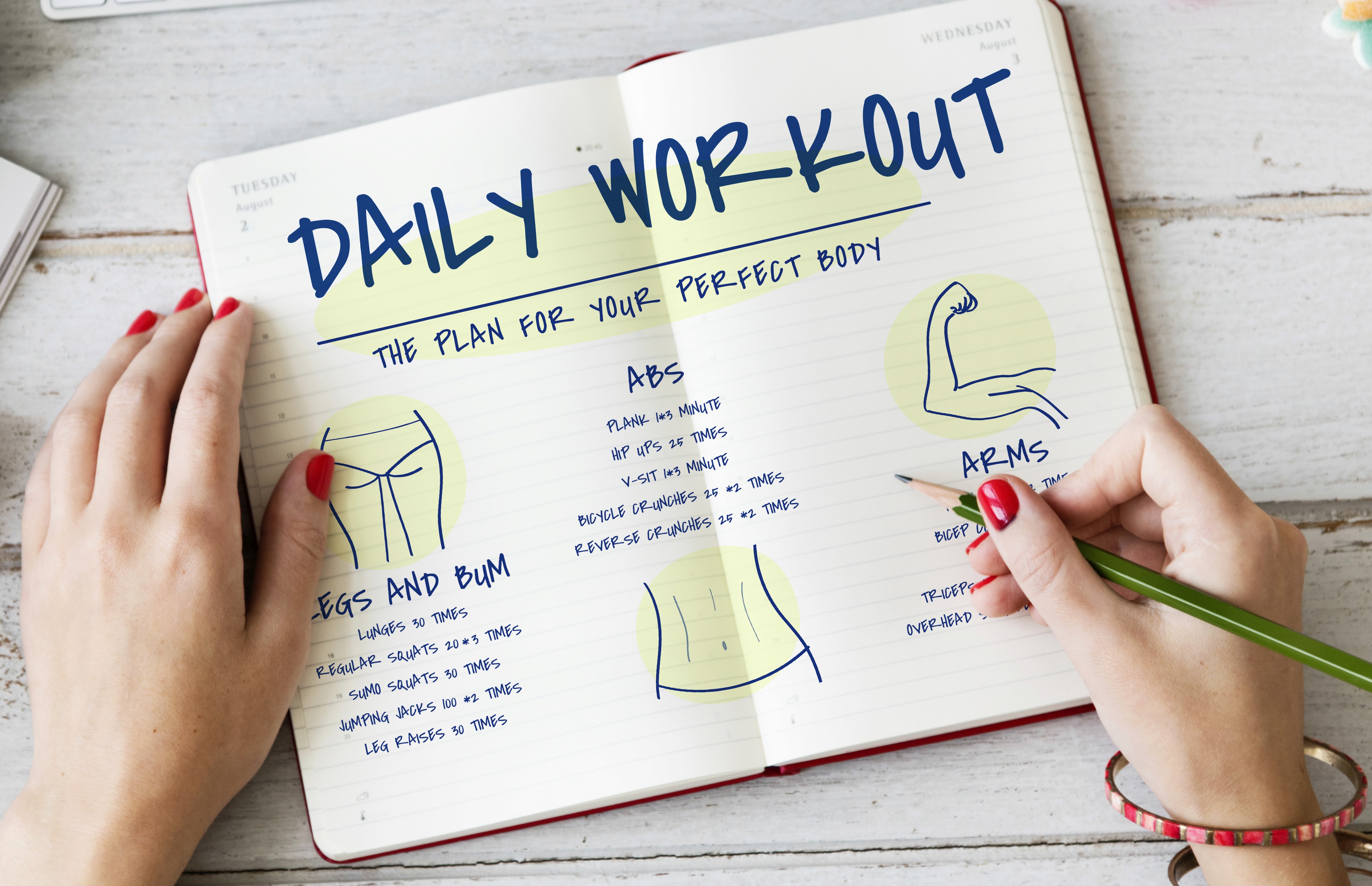 A picture representing daily workout routine