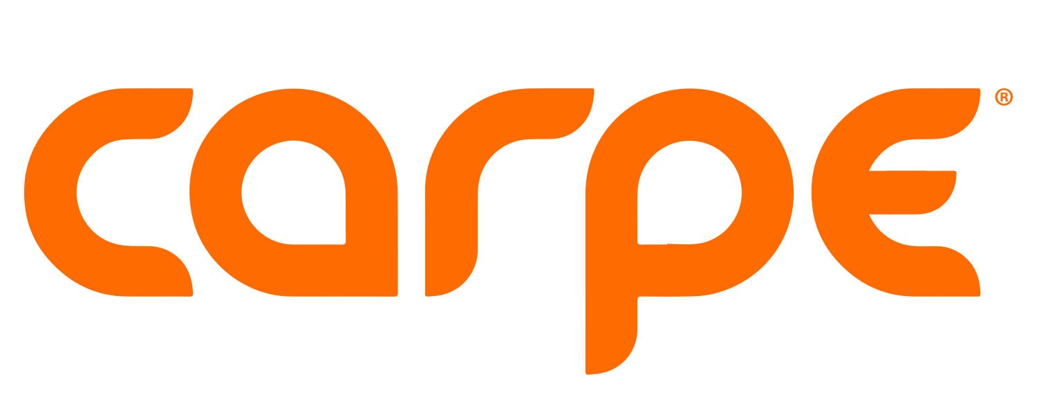 Logo of "carpe" in orange text, featuring a simple and modern design on a white background.