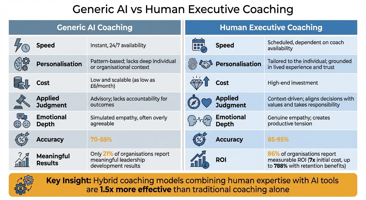 Generic AI vs Human Executive Coaching: Key Differences and ROI Comparison