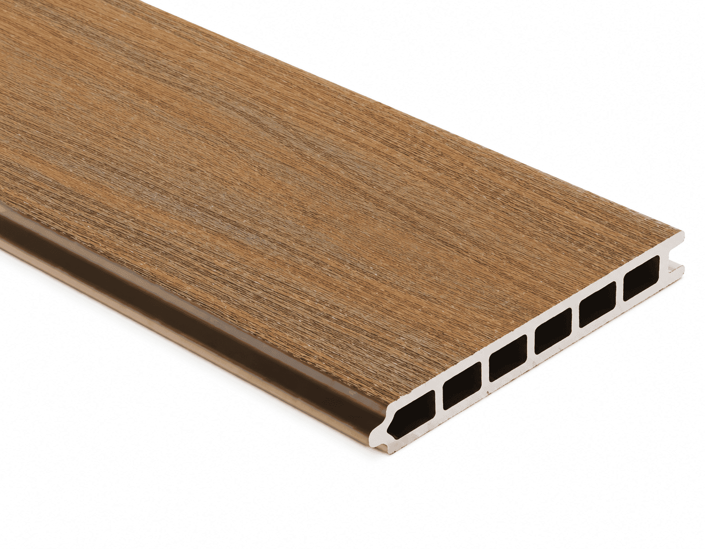 CEFB-02 composite fence board profile and wood-grain surface