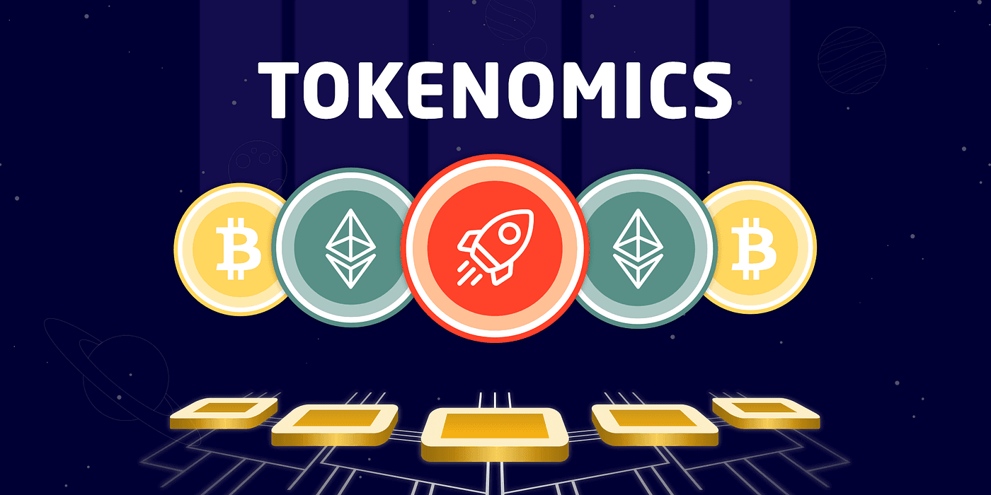 Cryptocurrency concept art illustrating digital tokenomics - Tokenomics Examples