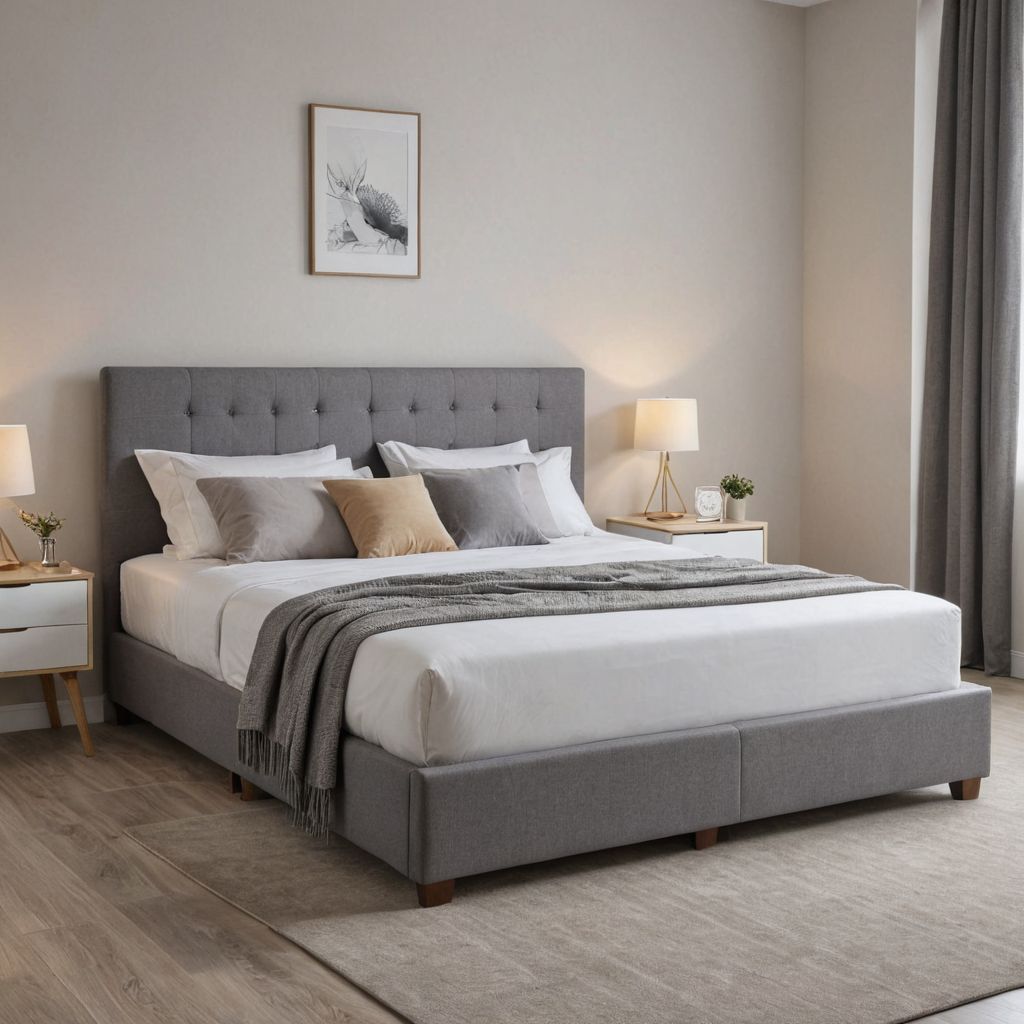 Double bed in a modern room, furniture photo made with Caspa AI