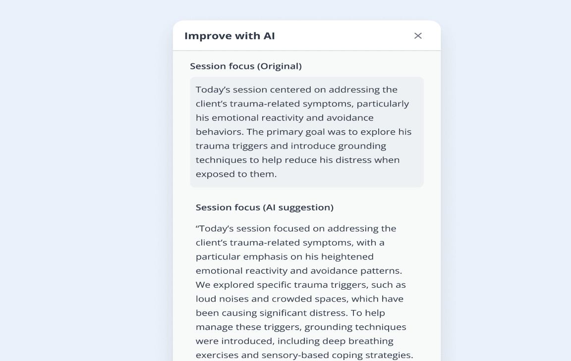 Scrollable interface displaying a long text article with headings and paragraph sections