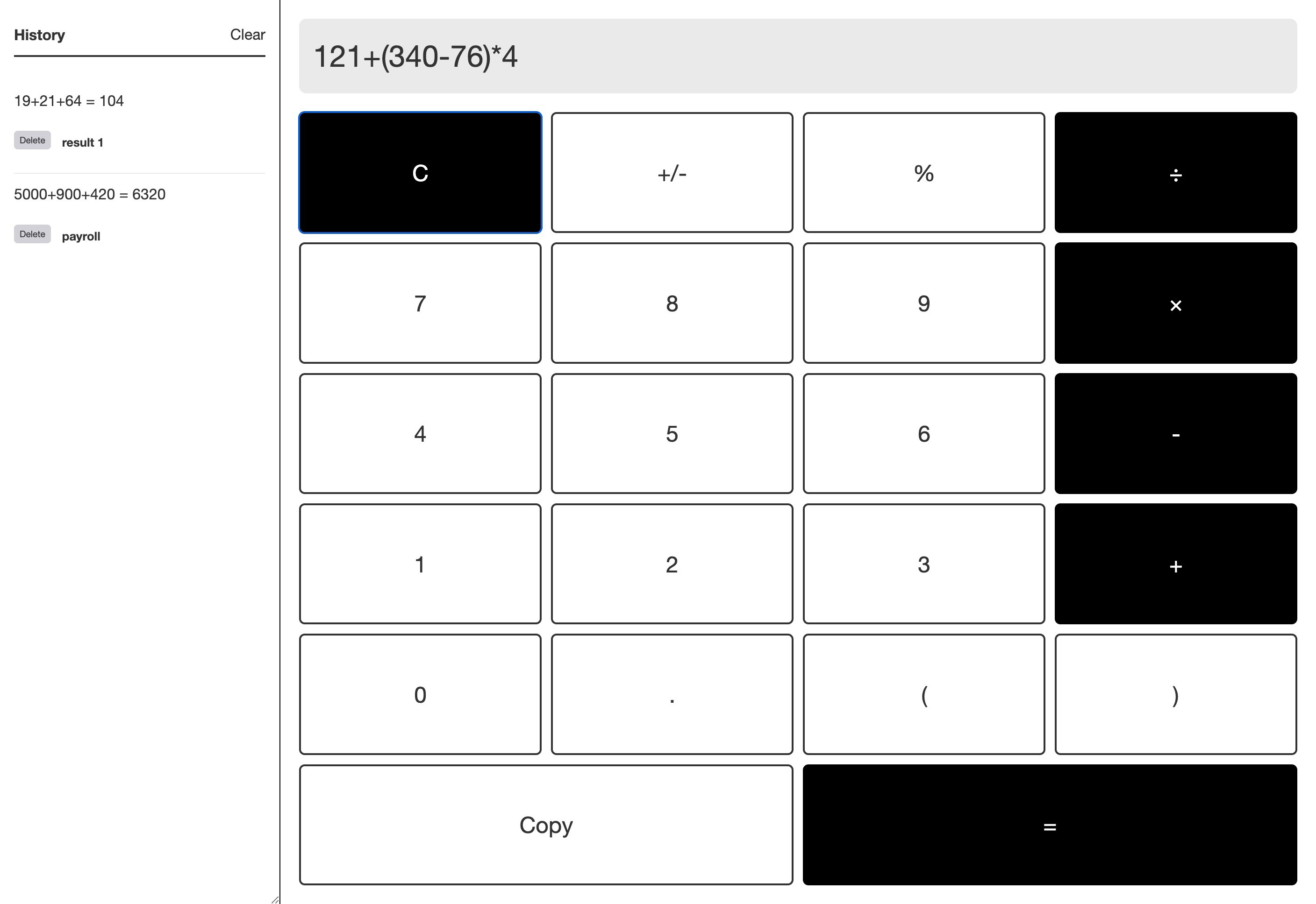 Calculator with Memory