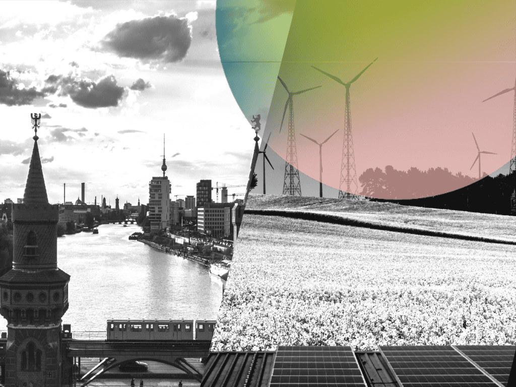 a group of buildings with people walking around