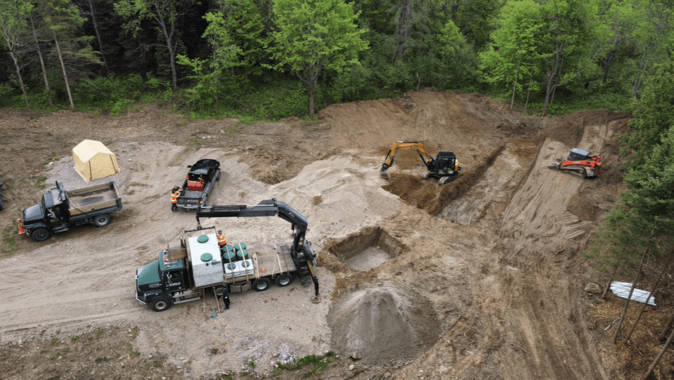 drone shot of a septic installation site