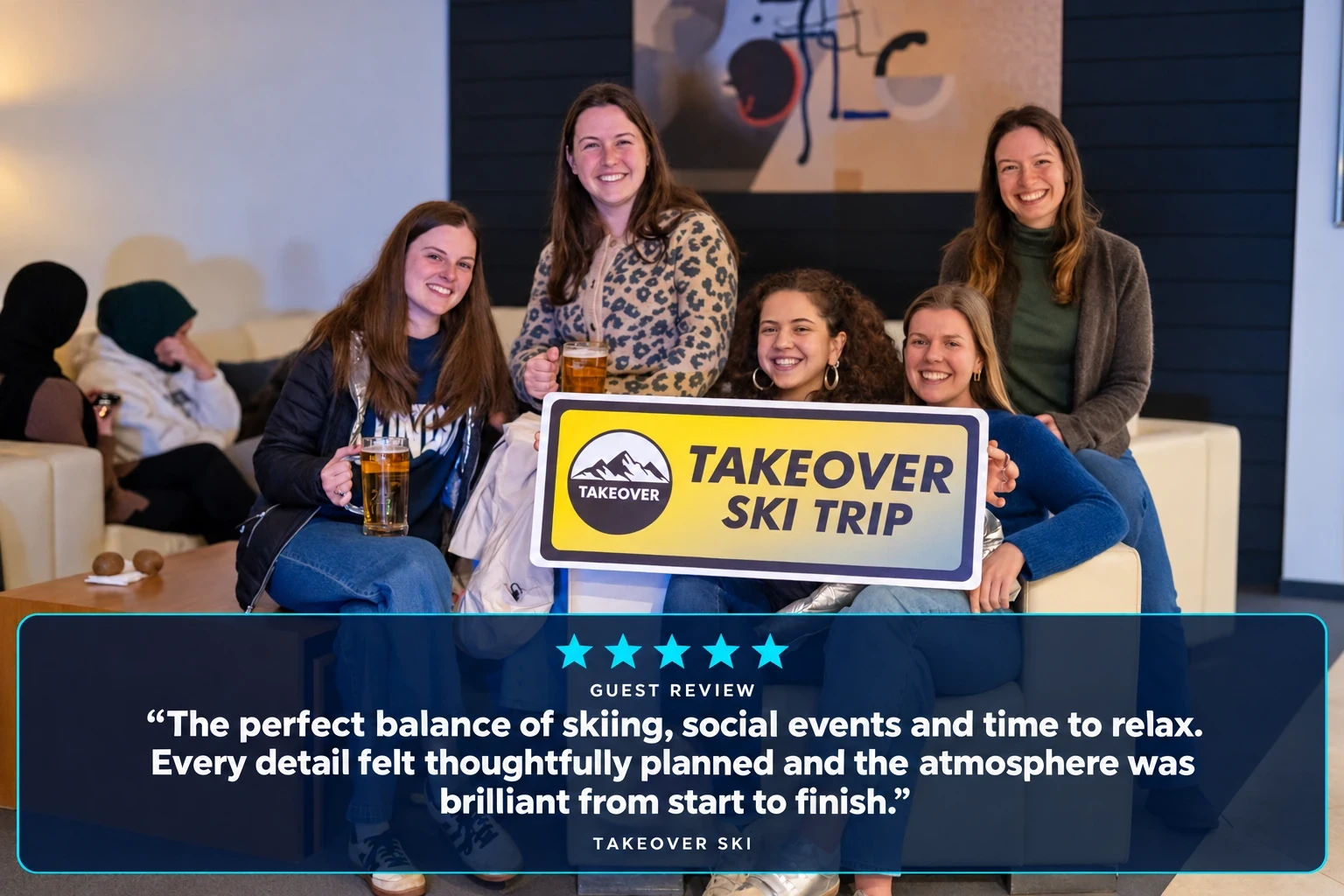 Takeover Ski guest review: The perfect balance of skiing, social events and time to relax. Every detail felt thoughtfully planned and the atmosphere was brilliant from start to finish.