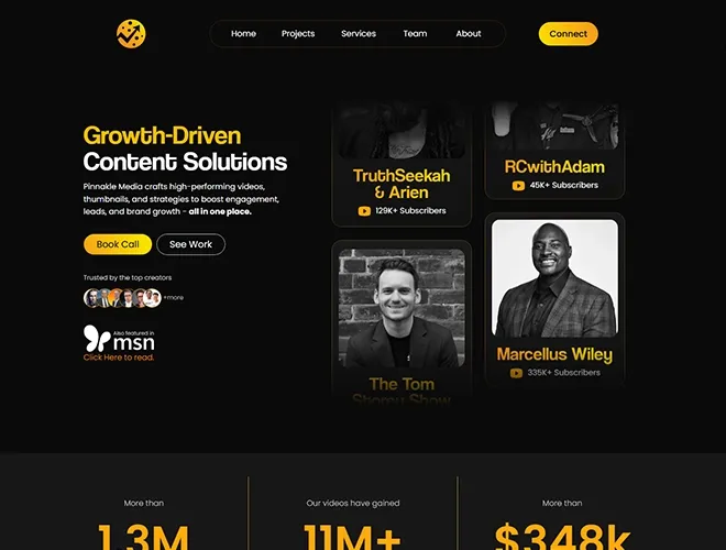 pinnakle media website design and branding