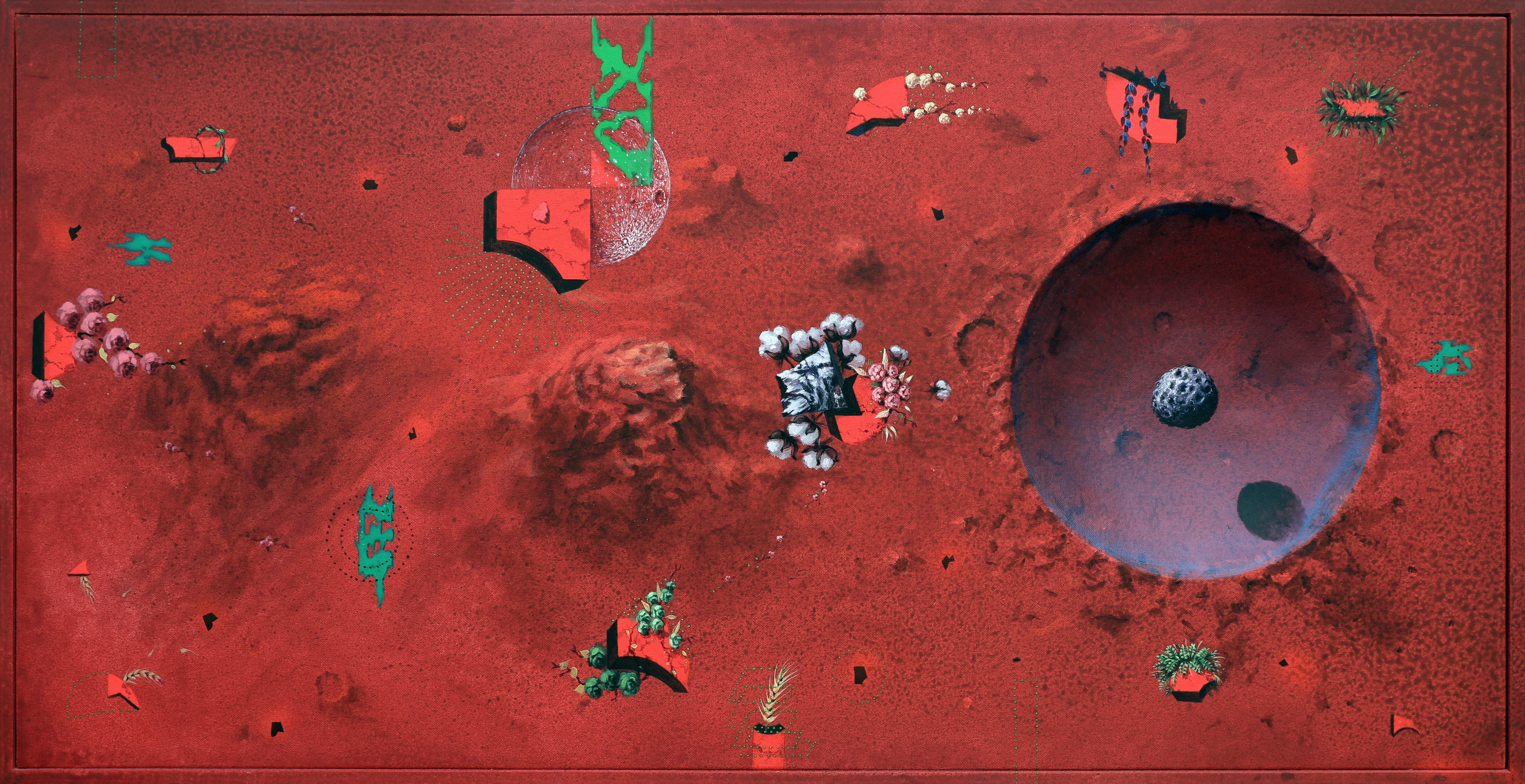 herd of sheep on road painting