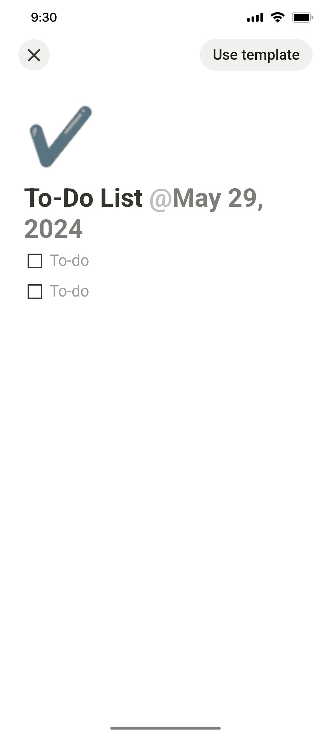 Notion App To Do List Screen