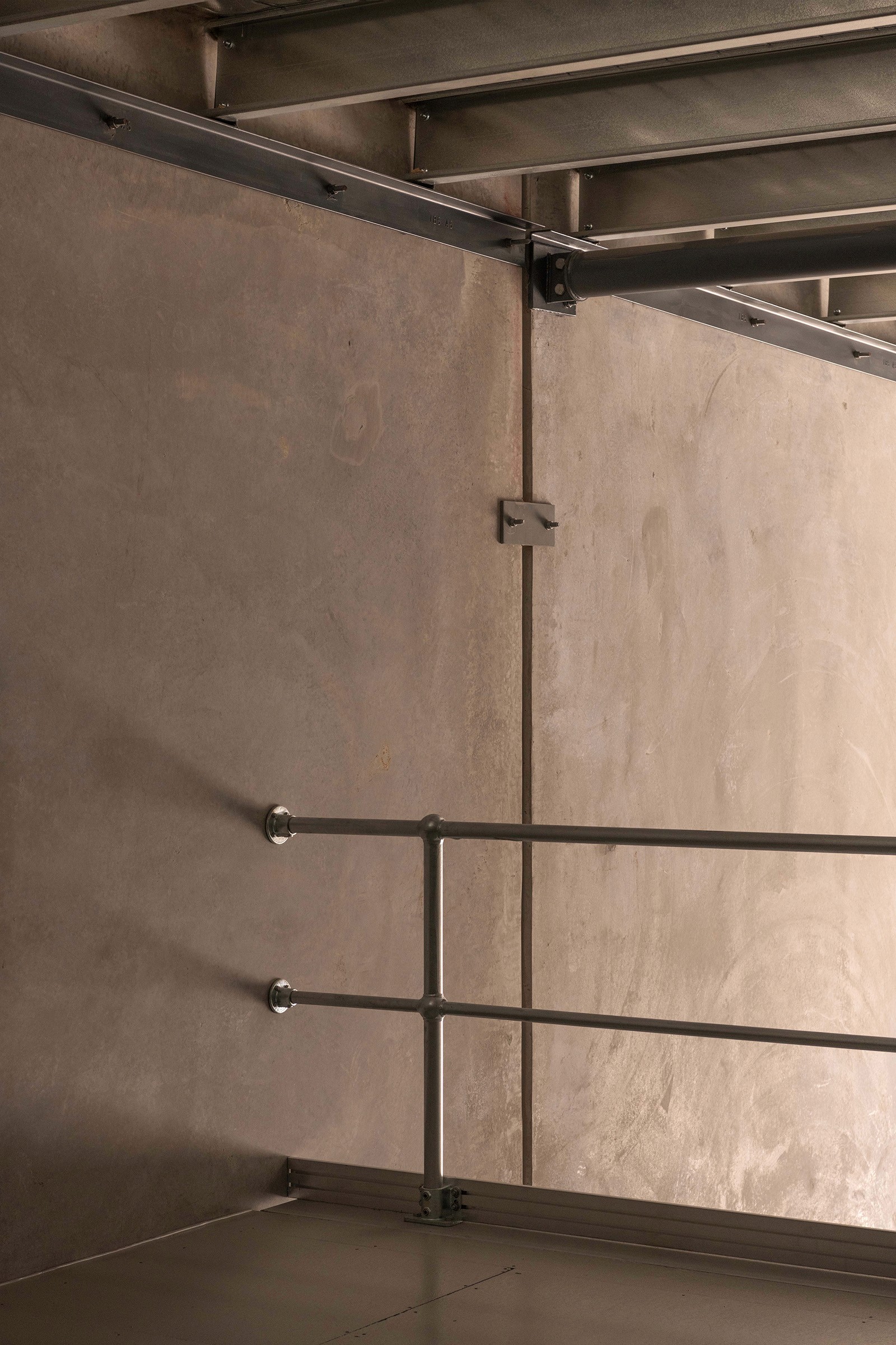 Interior staircase detail of a RedSheds storage facility. 