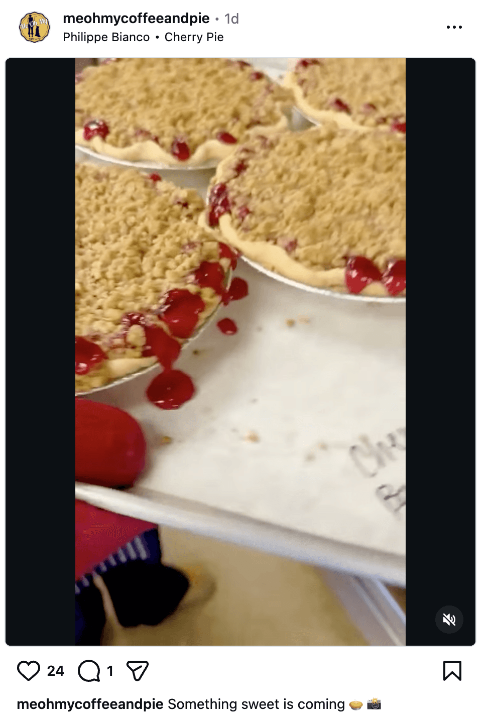 facebook post with video of pies