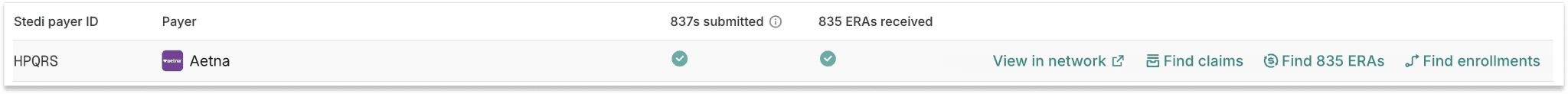 Quick links in My Payers view