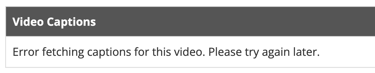 Video Ad Vault not showing video captions for the YouTube ads in their ad library due to errors and bugs