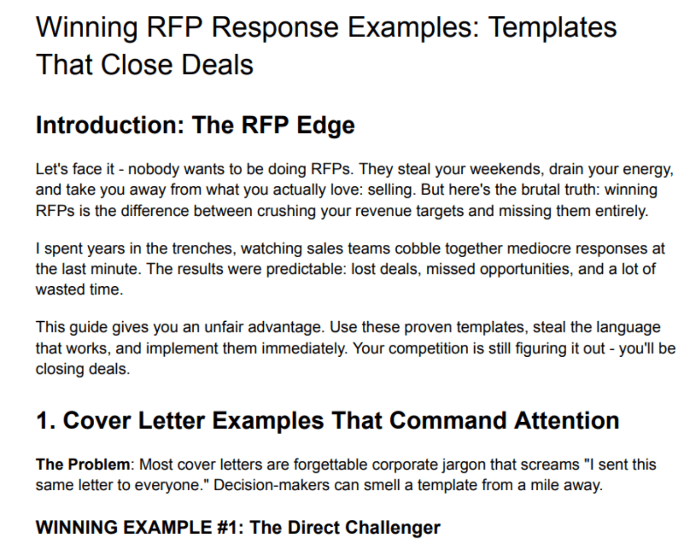 RFP response template