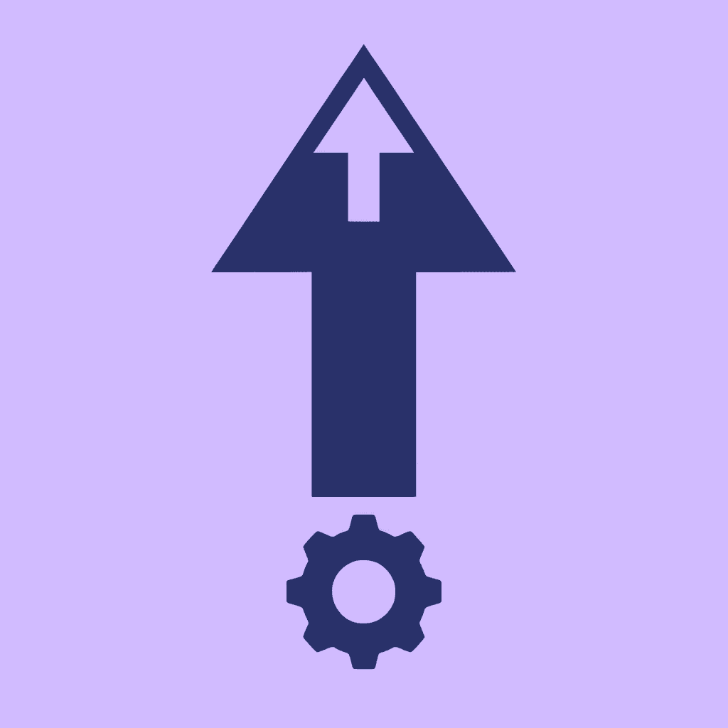 Upward arrow showing growth enabled by automation platforms
