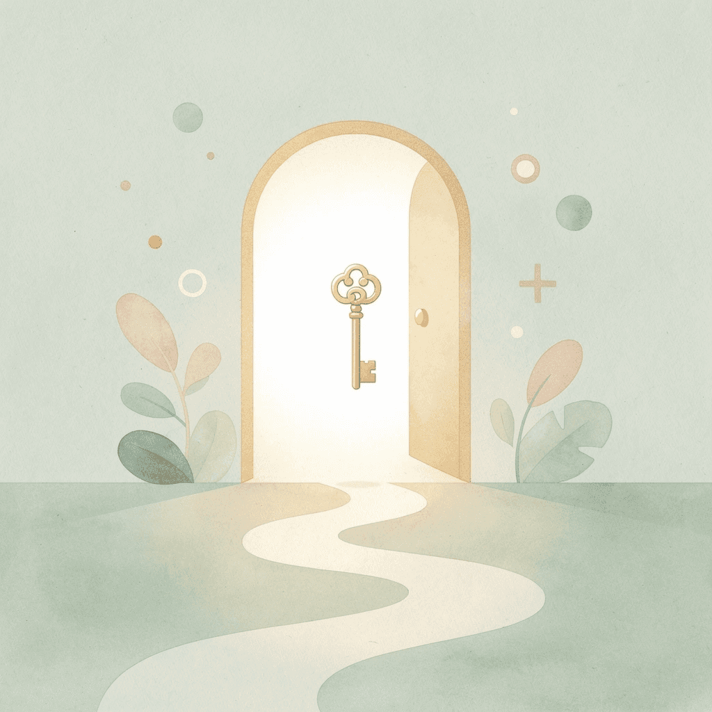 Scene of a gateway opening to reveal opportunity, representing the moment formulas shift from hard to useful