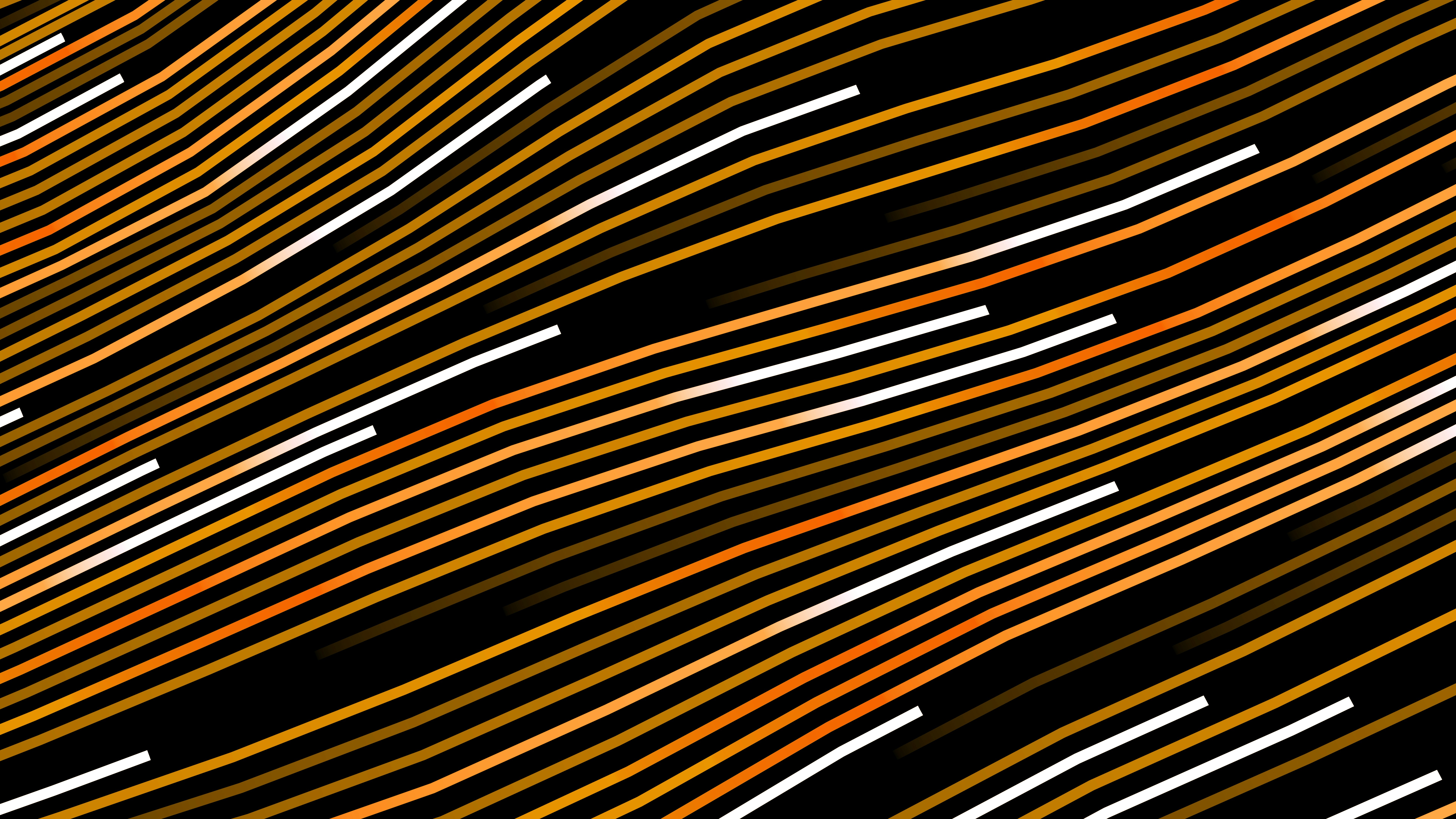 Abstract flowing lines of orange and white on black