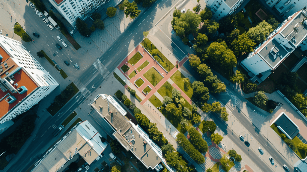 Picture of an urban area indicating location of environmental noise