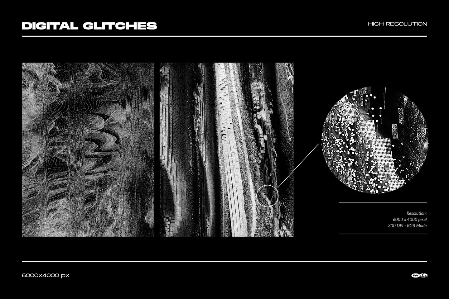 Detailed anomaly digital glitch textures showing distorted VHS signal effects and high resolution digital grain