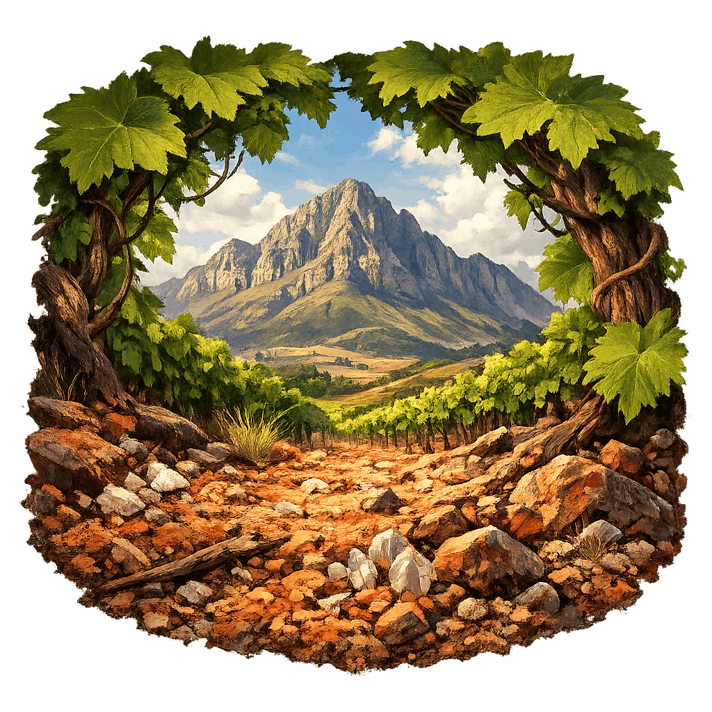 Detailed graphic of the Simonsberg-Paarl wine region.