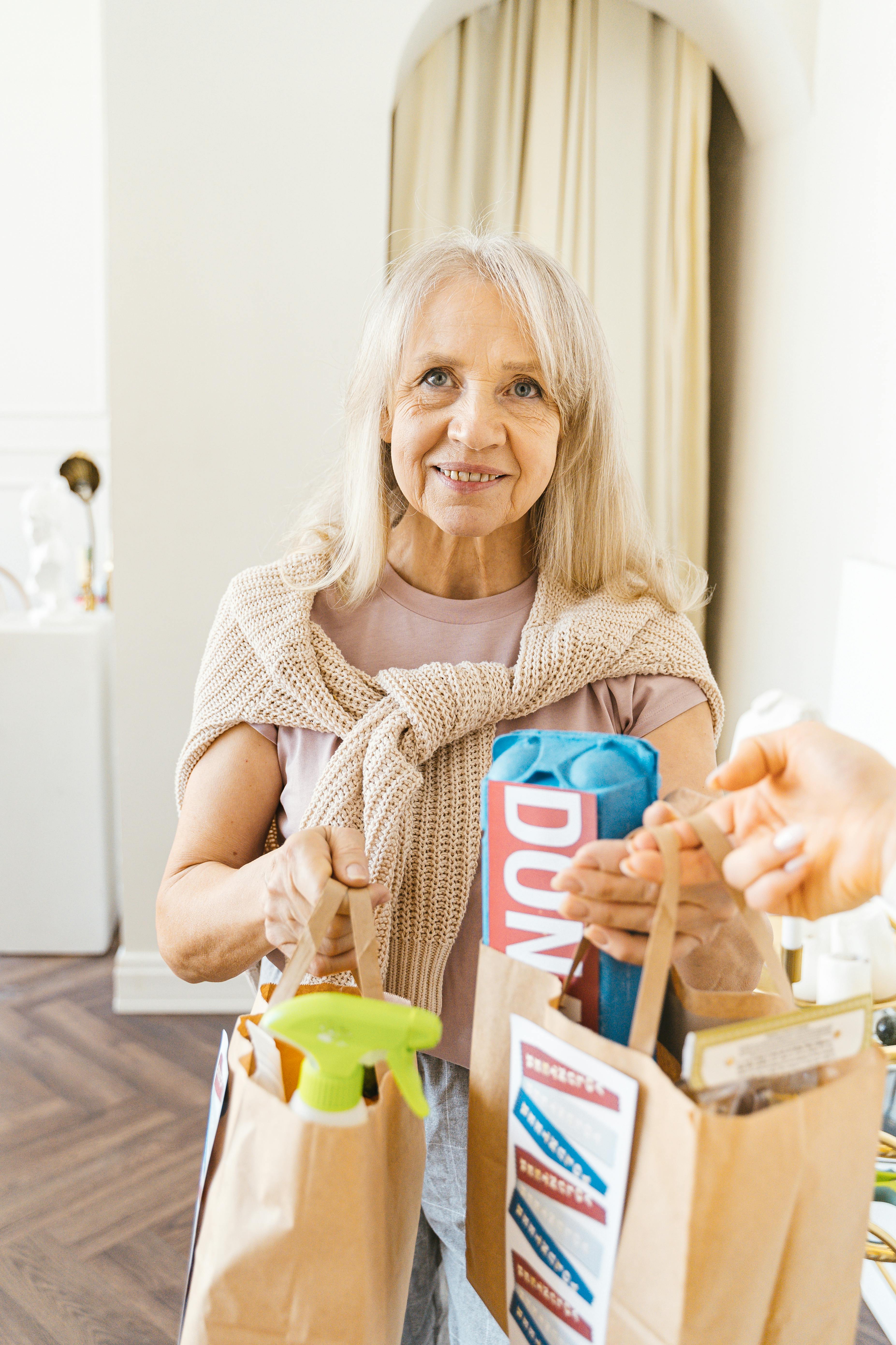 Woman receiving gifts
