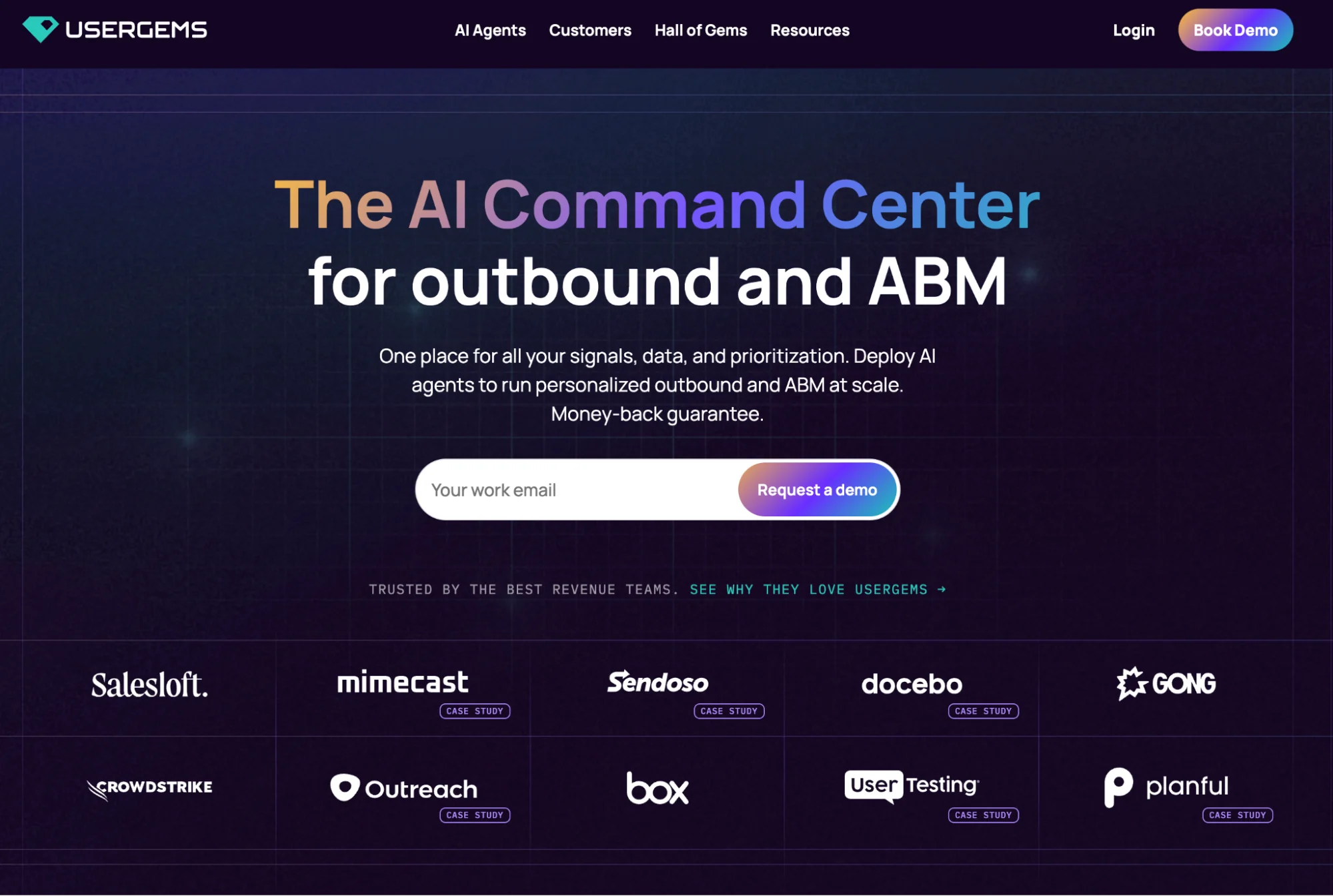 UserGems homepage: job-change tracking and B2B pipeline signals