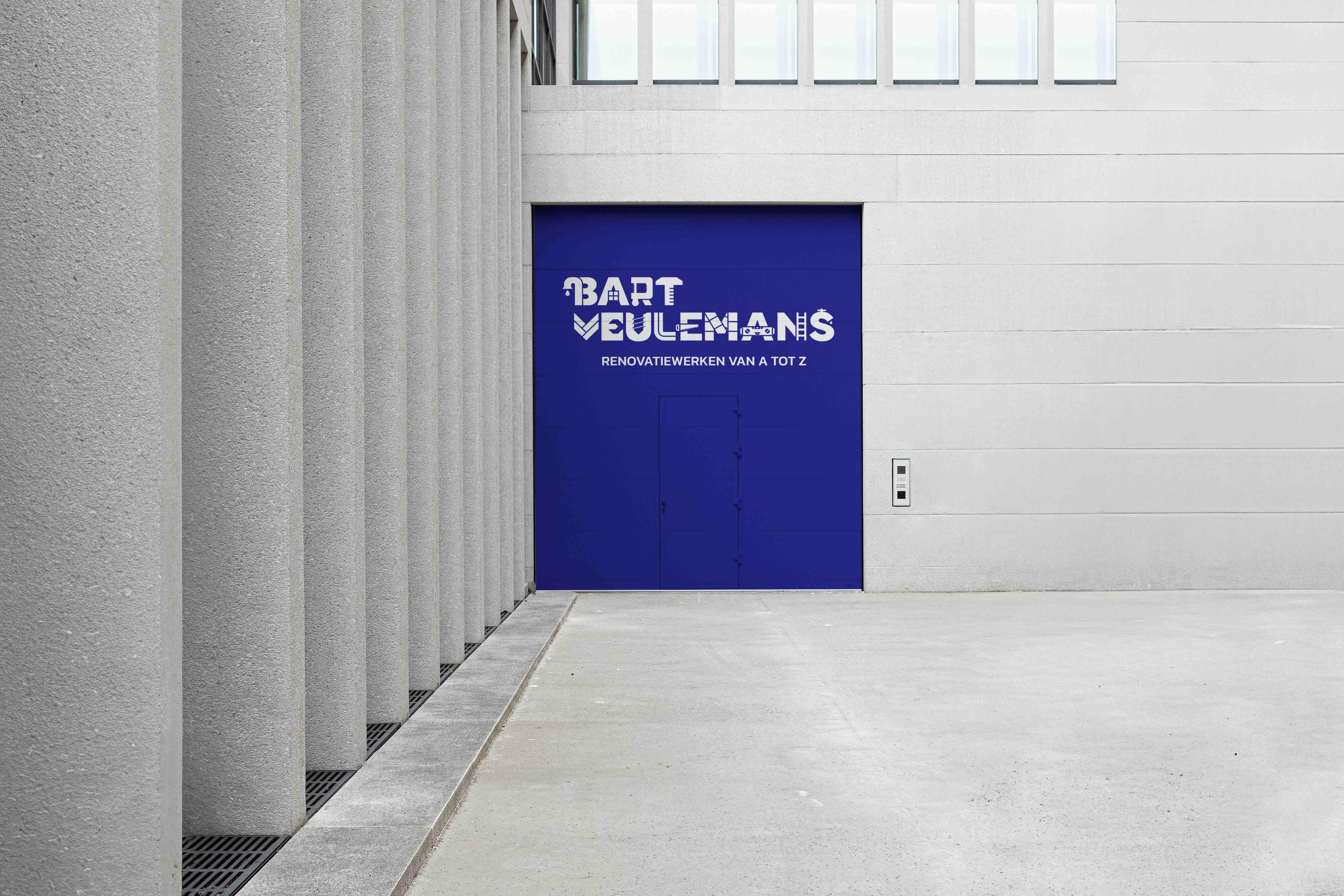 Branded warehouse front for home renovations company Bart Veulemans