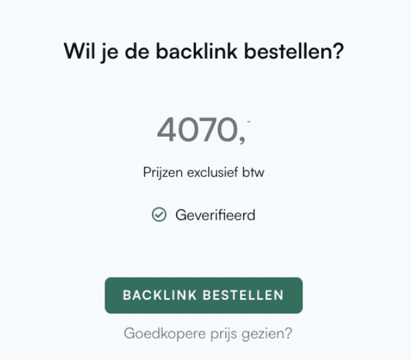 Foto van de optie wanneer je een backlink wilt bestellen