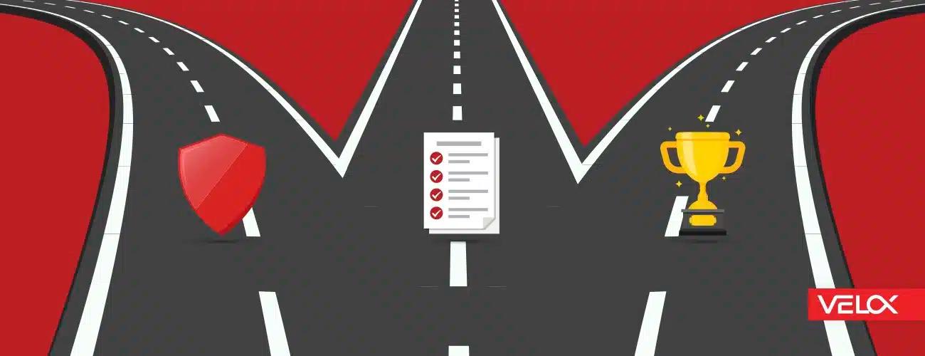 A graphic displaying 2 separate paths of a highway each representing first-party or zero-party cookies, and Google's privacy sandbox