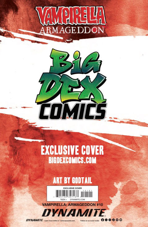 Vampirella Armageddon #10 GODTAIL Big Dex Comics Exclusive Variant back cover Big Dex Comics edition Dynamite Entertainment