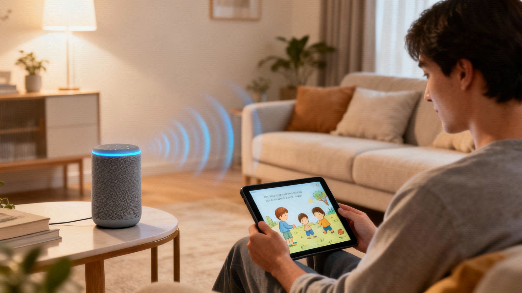 Speak4Me – A futuristic interface showing voice waves and AI data points, symbolizing the evolution of digital voice.