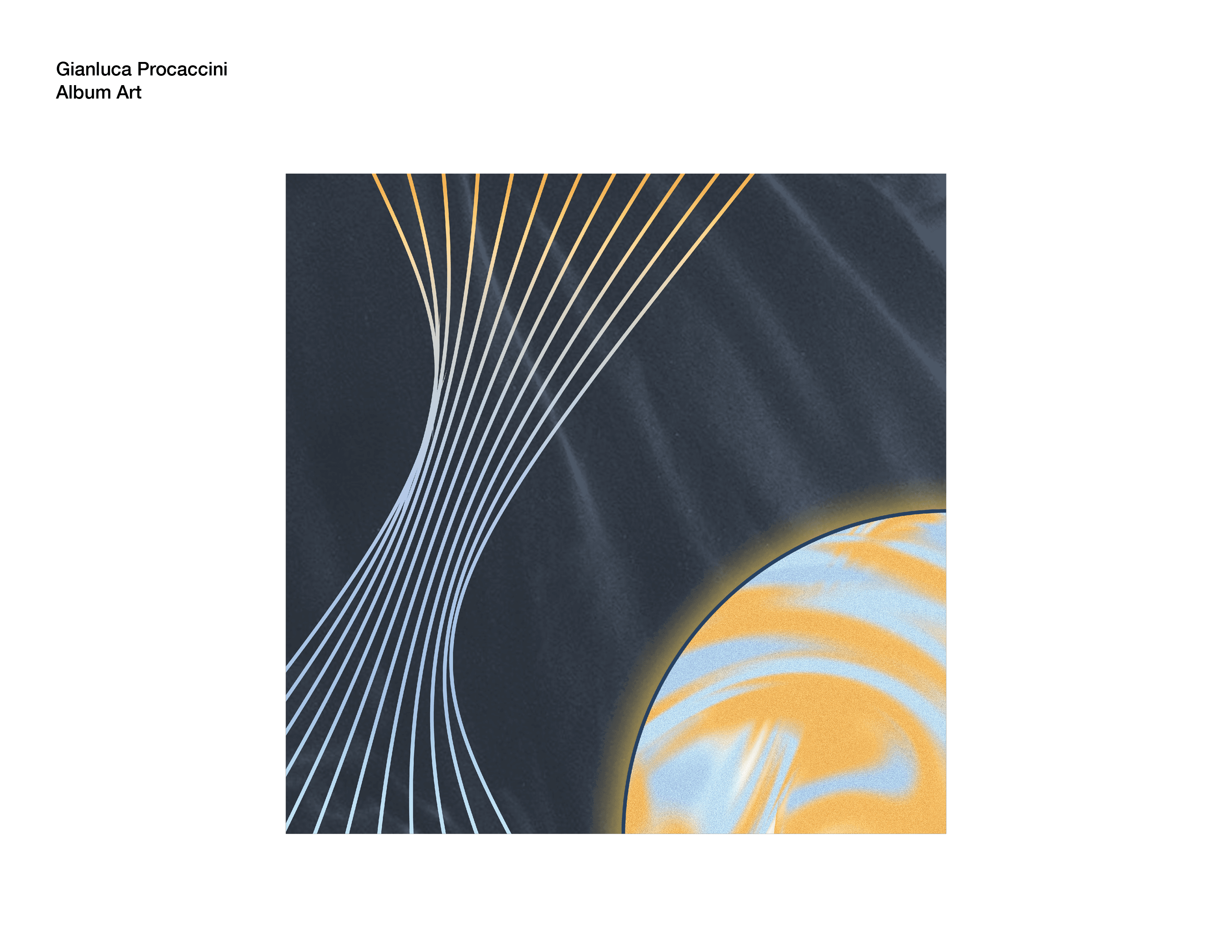 An album cover for Philip Glass’ Satyagraha, where the strings are represented by the graphic on the left and the background is the texture of Mahatma Gandhi’s robe.