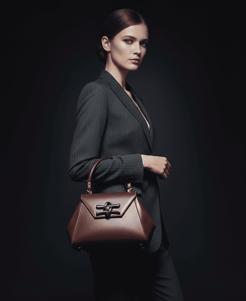 model carrying the purse