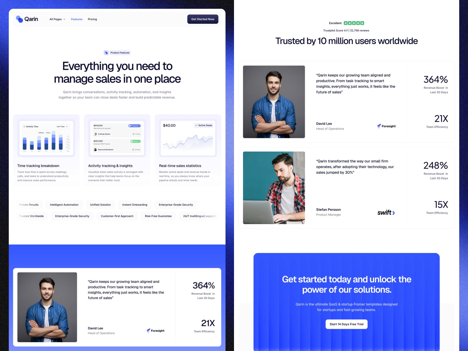 Qarin — 现代专业 SaaS 产品官网设计灵感