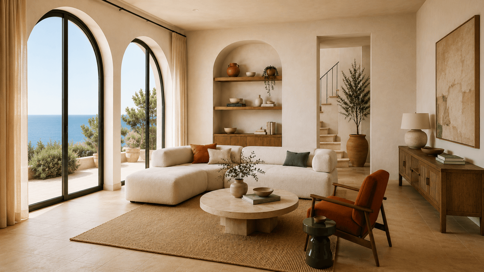 Serene Mediterranean-inspired living room