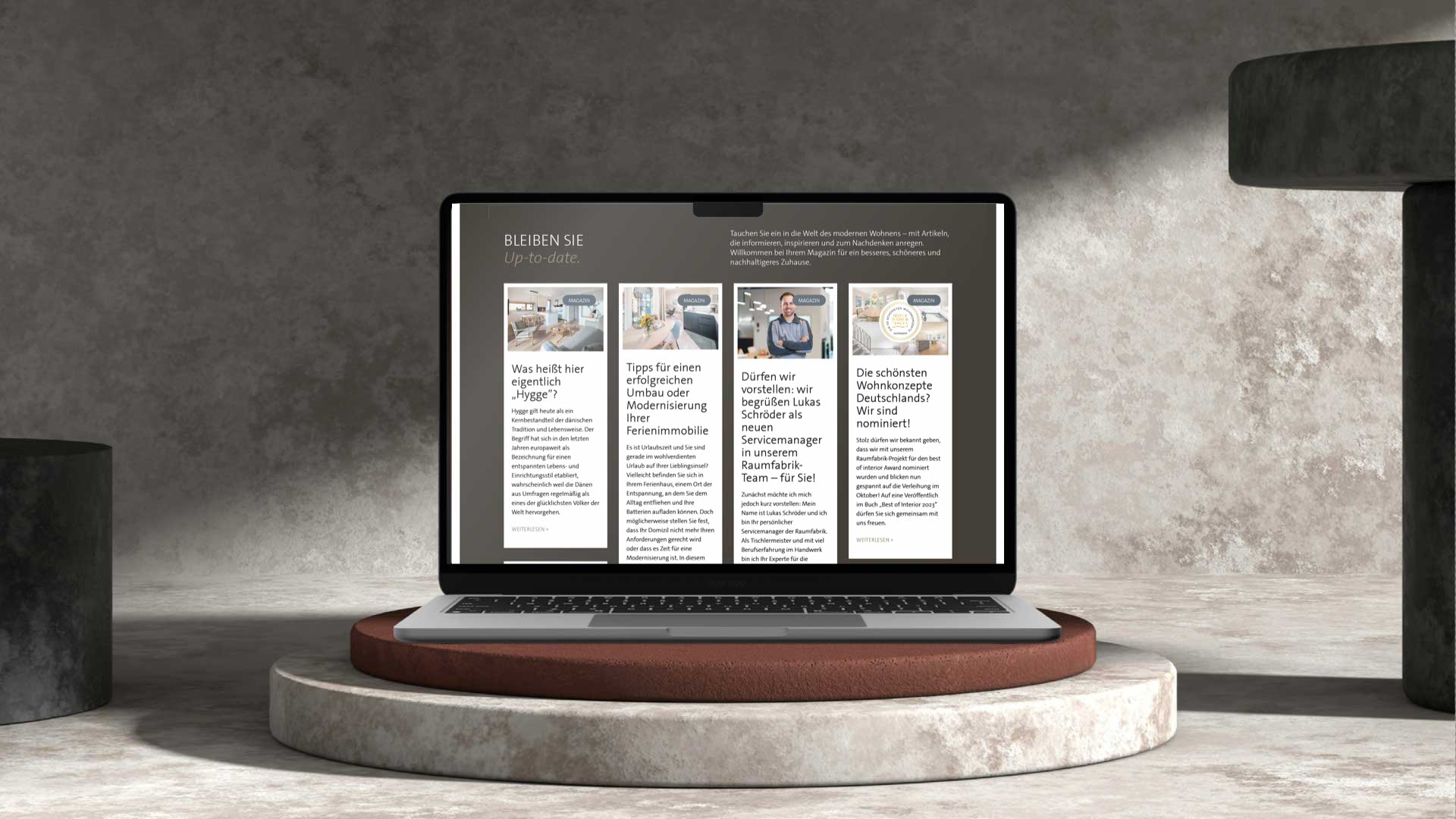 Blogseite Architektur, Handwerk und Projektsteuerung in visueller Balance